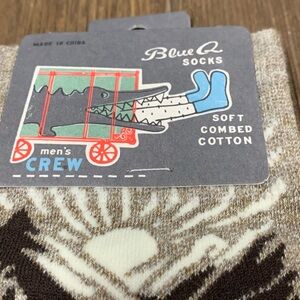 Blue Q Men's Crew Socks with Brown and Cream Design